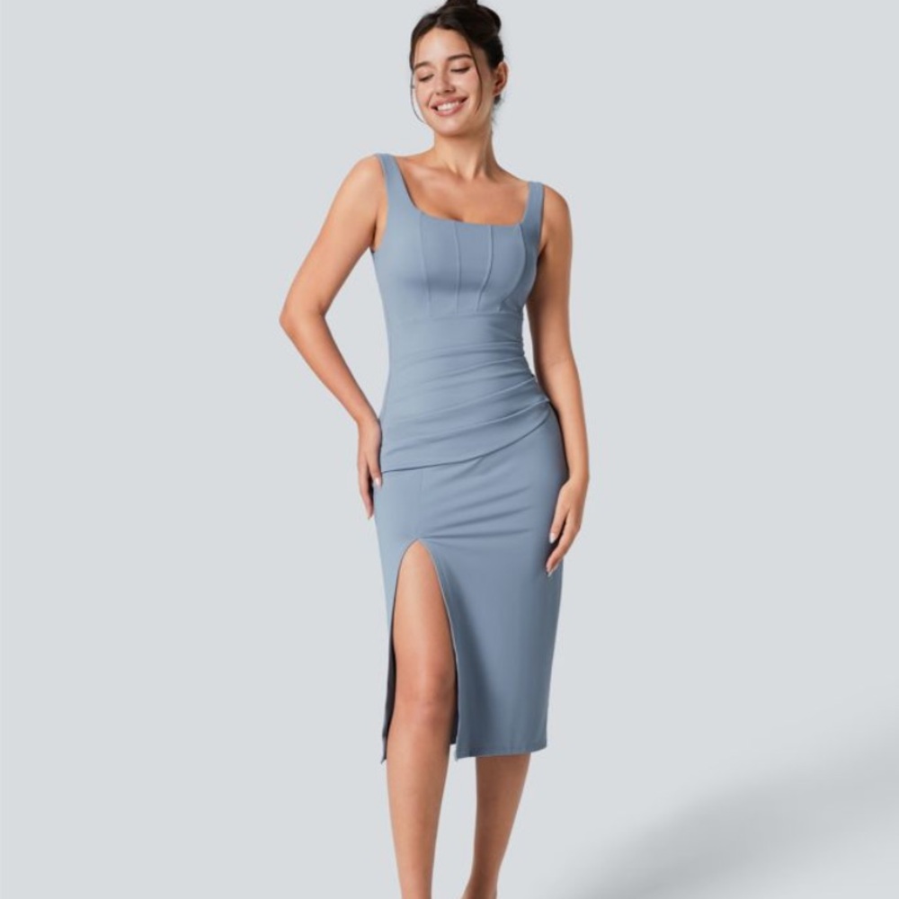 Ruched Bodycon Midi Dress